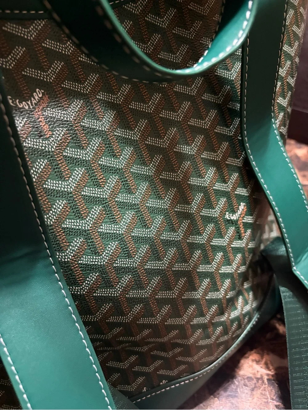 Goyard Green Leather Backpack Tote